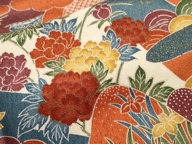 平和屋着物■上質な小紋　遠山草花文　金彩　正絹　逸品　CABJ3023ev