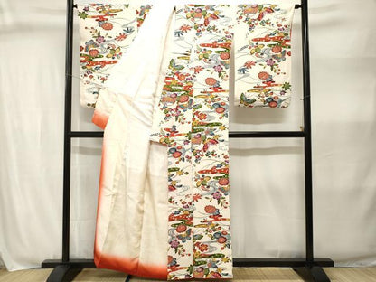 平和屋着物■小振袖　流水花籠文　舞蝶文　正絹　逸品　CABJ3028ev