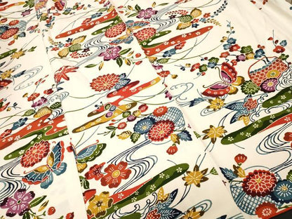 平和屋着物■小振袖　流水花籠文　舞蝶文　正絹　逸品　CABJ3028ev