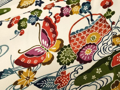 平和屋着物■小振袖　流水花籠文　舞蝶文　正絹　逸品　CABJ3028ev