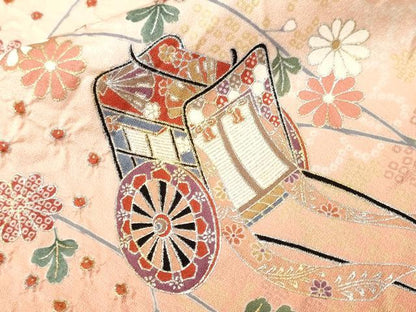 平和屋着物■訪問着　絞り　御所車枝垂れ花文　暈し染め　金銀彩　正絹　逸品　CABJ3029ev