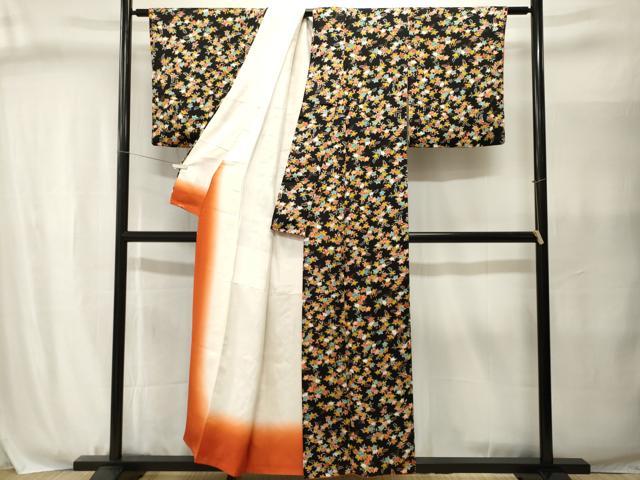 平和屋着物■上質な小紋　枝橘文　黒地　正絹　逸品　CABJ3032ev