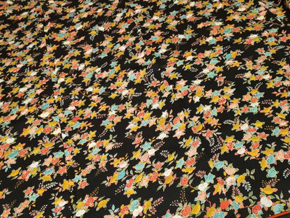 平和屋着物■上質な小紋　枝橘文　黒地　正絹　逸品　CABJ3032ev