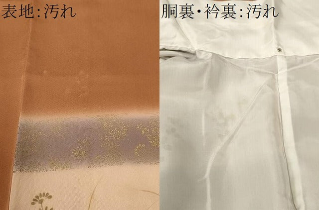 平和屋着物■訪問着　横段草花文　暈し染め　金彩　正絹　逸品　CABJ3034ev