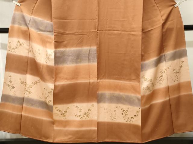 平和屋着物■訪問着　横段草花文　暈し染め　金彩　正絹　逸品　CABJ3034ev