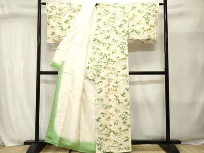平和屋着物■上質な小紋　冊子草花文　正絹　逸品　CABJ3036ev