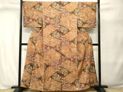 平和屋着物■上質な小紋　籠目草花文　正絹　逸品　CABJ3037ev