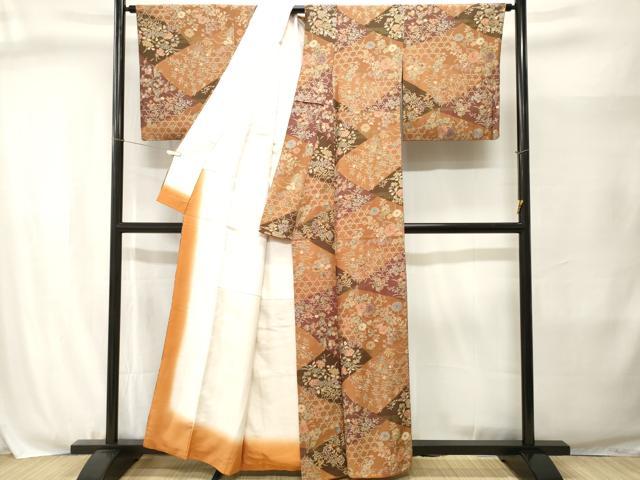 平和屋着物■上質な小紋　籠目草花文　正絹　逸品　CABJ3037ev