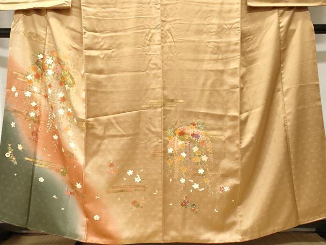 平和屋着物■豪華振袖　地紙重ね藤花房　舞花文　暈し染め　金彩　正絹　逸品　CABJ3039ev