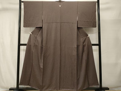 平和屋着物■上質な色無地　吹き寄せ地紋　涅色　正絹　逸品　CABJ3040ev