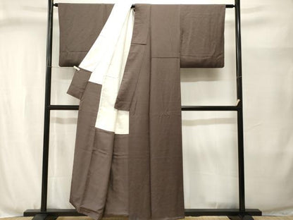 平和屋着物■上質な色無地　吹き寄せ地紋　涅色　正絹　逸品　CABJ3040ev