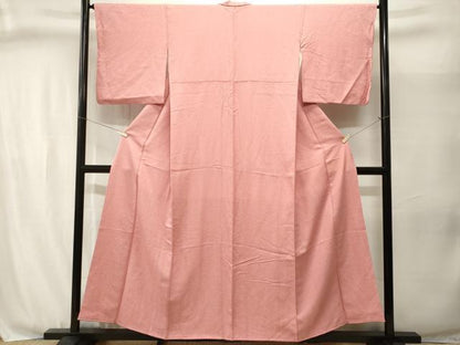 平和屋着物■上質な色無地　霞地紋　珊瑚色　正絹　逸品　CABJ3043ev