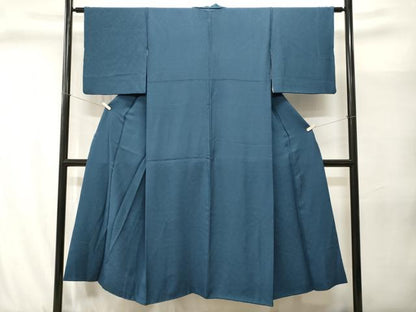 平和屋着物■染色作家　斉藤三才　色無地　霞地紋　青藍色　正絹　逸品　CABJ3046ev