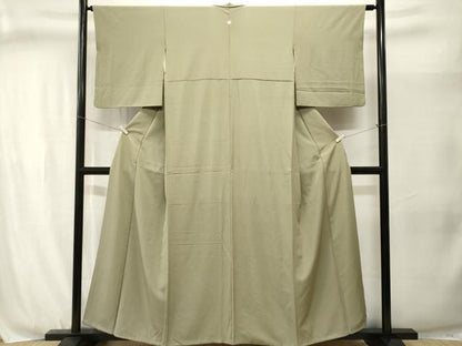 平和屋着物■上質な色無地　抹茶色　正絹　逸品　CABJ3049ev