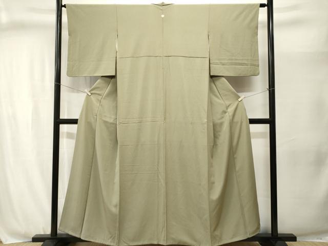 平和屋着物■上質な色無地　抹茶色　正絹　逸品　CABJ3049ev