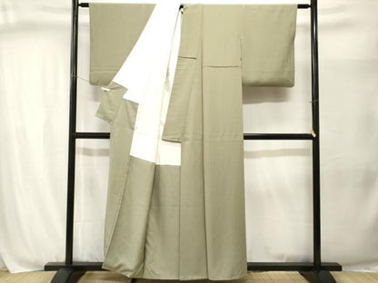平和屋着物■上質な色無地　抹茶色　正絹　逸品　CABJ3049ev