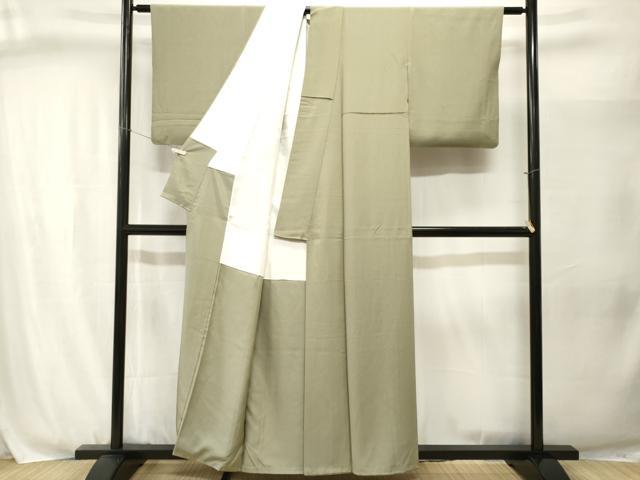平和屋着物■上質な色無地　抹茶色　正絹　逸品　CABJ3049ev