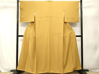 平和屋着物■上質な色無地　霞地紋　黄朽葉色　正絹　逸品　CABJ3050ev