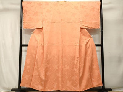 平和屋着物■上質な色無地　唐草地紋　深支子色　正絹　逸品　CABJ3051ev