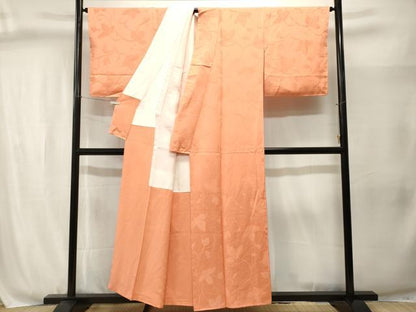 平和屋着物■上質な色無地　唐草地紋　深支子色　正絹　逸品　CABJ3051ev