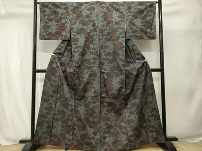 平和屋着物■本場大島紬　7マルキ　蔦の葉文　正絹　逸品　CABJ3060ev