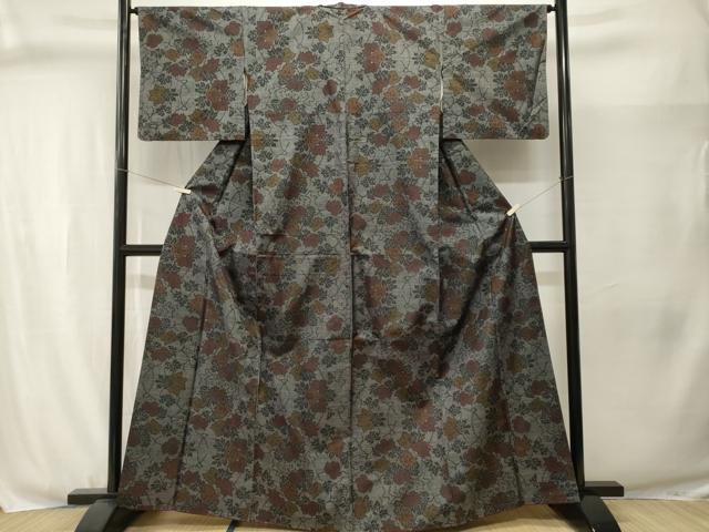 平和屋着物■本場大島紬　7マルキ　蔦の葉文　正絹　逸品　CABJ3060ev