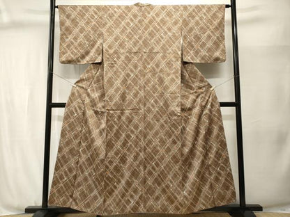 平和屋着物■上質な小紋　格子柄　正絹　逸品　CABJ3061ev