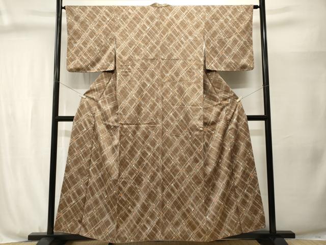 平和屋着物■上質な小紋　格子柄　正絹　逸品　CABJ3061ev