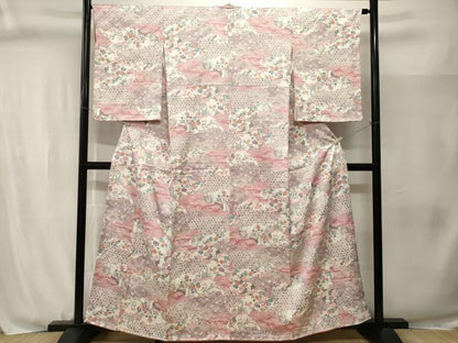 平和屋着物■上質な小紋　雲取り吉祥花文　正絹　逸品　CABJ3063ev