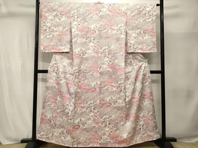 平和屋着物■上質な小紋　雲取り吉祥花文　正絹　逸品　CABJ3063ev