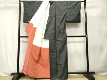 平和屋着物■本場大島紬　流水草花文　正絹　逸品　CABJ3065ev