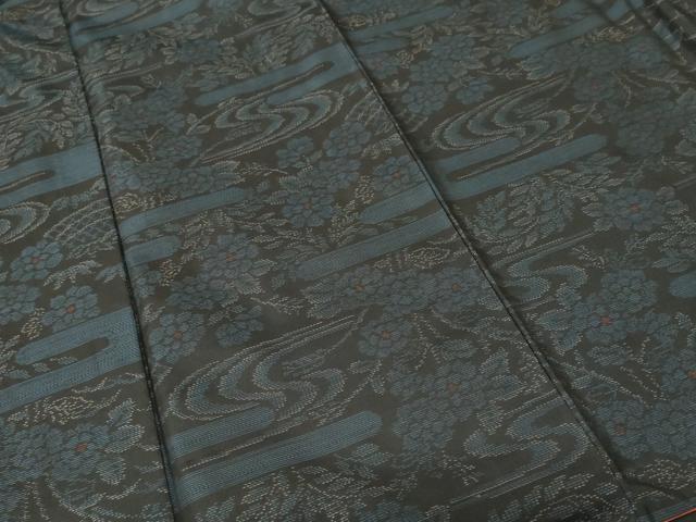 平和屋着物■本場大島紬　流水草花文　正絹　逸品　CABJ3065ev