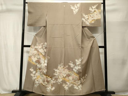 平和屋着物■訪問着　屏風花鳥文　孔雀　金彩　正絹　逸品　CABJ3069ev
