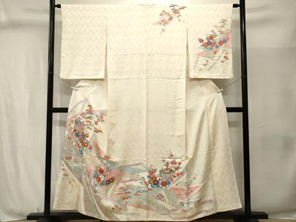 平和屋着物■訪問着　刺繍　松竹梅御所車花文　金彩　三越扱い　正絹　逸品　CABJ3071ev