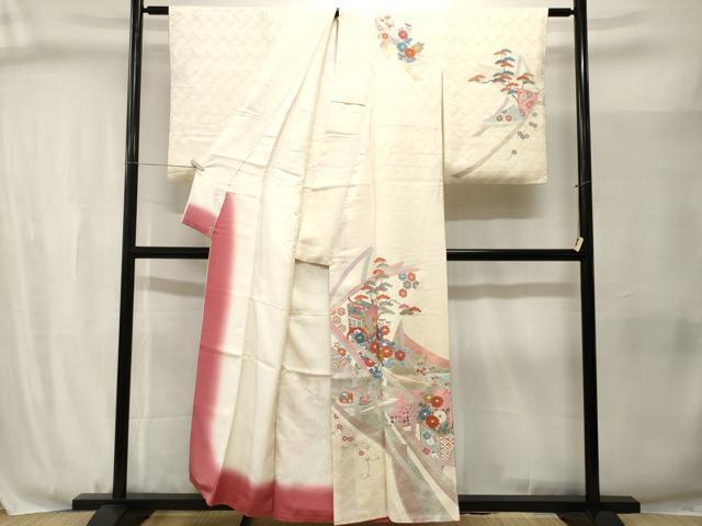 平和屋着物■訪問着　刺繍　松竹梅御所車花文　金彩　三越扱い　正絹　逸品　CABJ3071ev