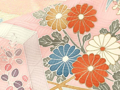 平和屋着物■訪問着　刺繍　松竹梅御所車花文　金彩　三越扱い　正絹　逸品　CABJ3071ev