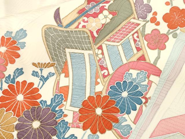 平和屋着物■訪問着　刺繍　松竹梅御所車花文　金彩　三越扱い　正絹　逸品　CABJ3071ev