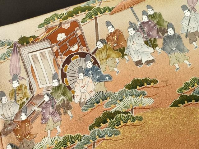 平和屋着物■豪華黒留袖　作家物　寿光織　人物御所車文　暈し染め　金糸　正絹　逸品　CABJ3073ev