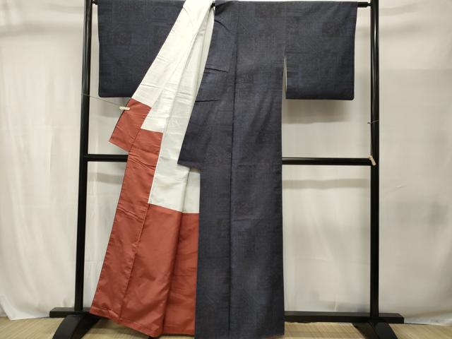 平和屋着物■上質な紬　更紗吉祥花文　正絹　逸品　CABJ3074ev