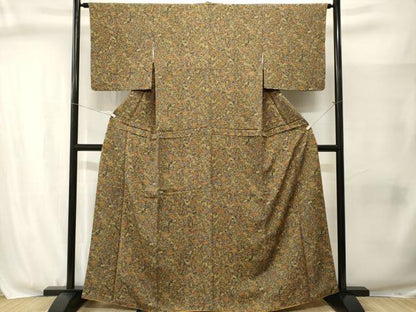 平和屋着物■上質な小紋　草花文　正絹　逸品　CABJ3075ev