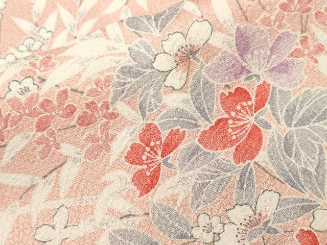 平和屋着物■上質な小紋　枝花文　正絹　逸品　CABJ3076ev