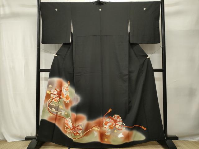 平和屋着物■豪華黒留袖　作家物　駒刺繍　鼓草花文　暈し染め　金銀彩　正絹　逸品　CABJ3078ev
