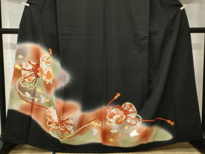 平和屋着物■豪華黒留袖　作家物　駒刺繍　鼓草花文　暈し染め　金銀彩　正絹　逸品　CABJ3078ev
