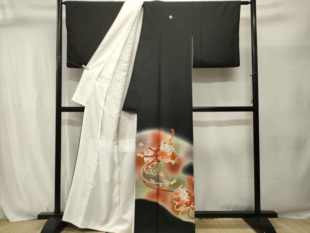 平和屋着物■豪華黒留袖　作家物　駒刺繍　鼓草花文　暈し染め　金銀彩　正絹　逸品　CABJ3078ev