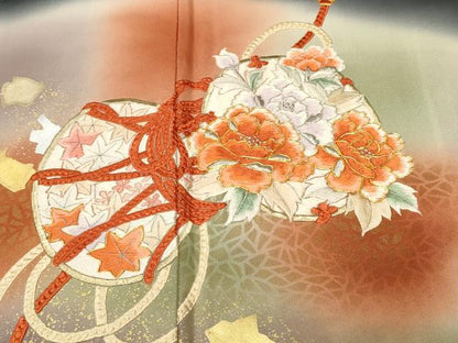平和屋着物■豪華黒留袖　作家物　駒刺繍　鼓草花文　暈し染め　金銀彩　正絹　逸品　CABJ3078ev