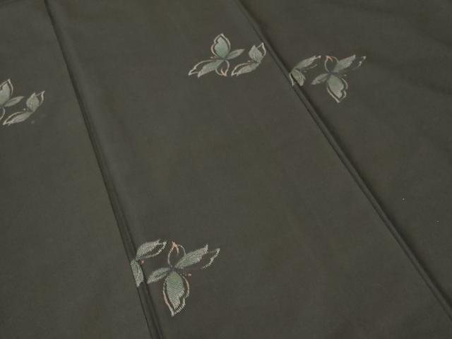 平和屋着物■上質な紬　舞蝶文　黒地　正絹　逸品　CABJ3079ev