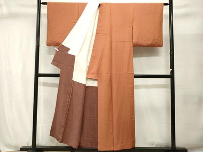 平和屋着物■上質な小紋　よろけ縞舞桜間道　正絹　逸品　CABJ3080ev