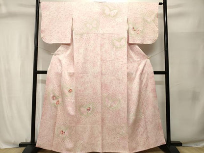 平和屋着物■訪問着　刺繍　絞り　花蝶文　金糸　正絹　逸品　CABJ3081ev