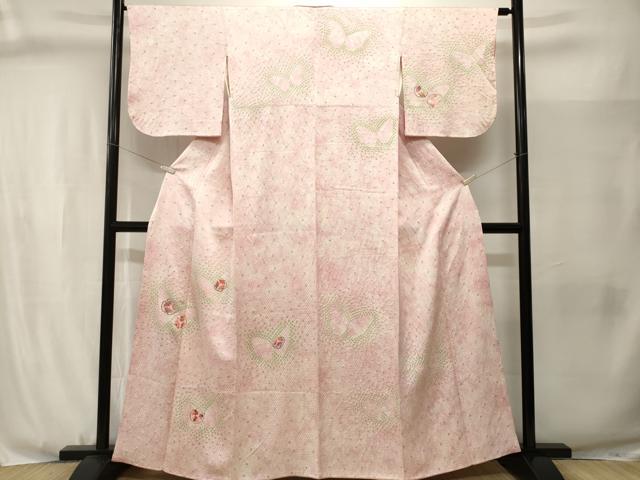 平和屋着物■訪問着　刺繍　絞り　花蝶文　金糸　正絹　逸品　CABJ3081ev