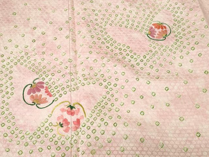 平和屋着物■訪問着　刺繍　絞り　花蝶文　金糸　正絹　逸品　CABJ3081ev